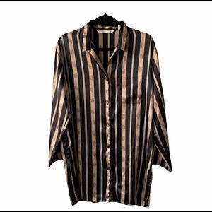 Victoria’s Secret Black Gold Nightgown Shirt Vtg S